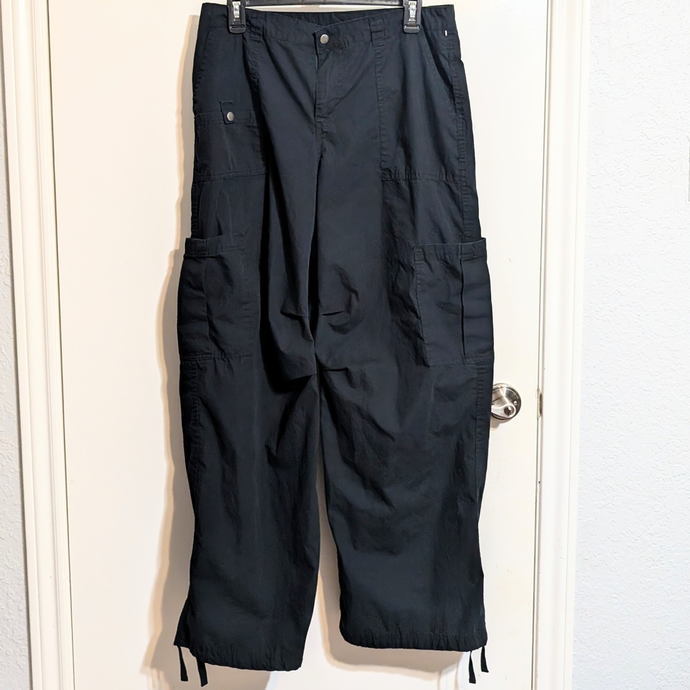 Wild Fable Black Baggy Cargo Pants Parachute Wide Leg Techwear Size Medium